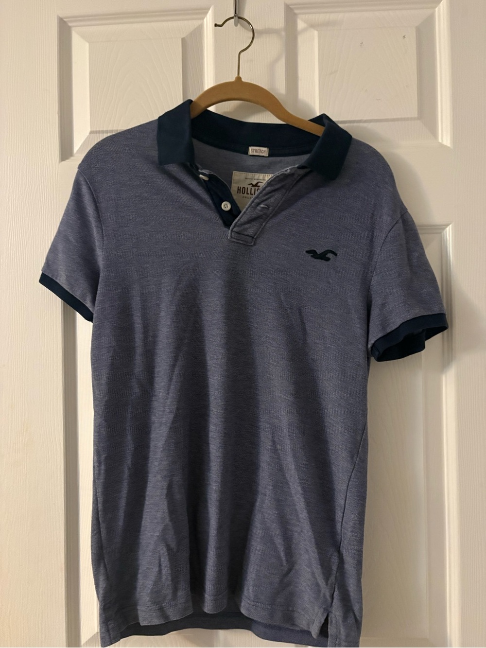 Hollister Men’s Heather Blue Polo with Navy Trim